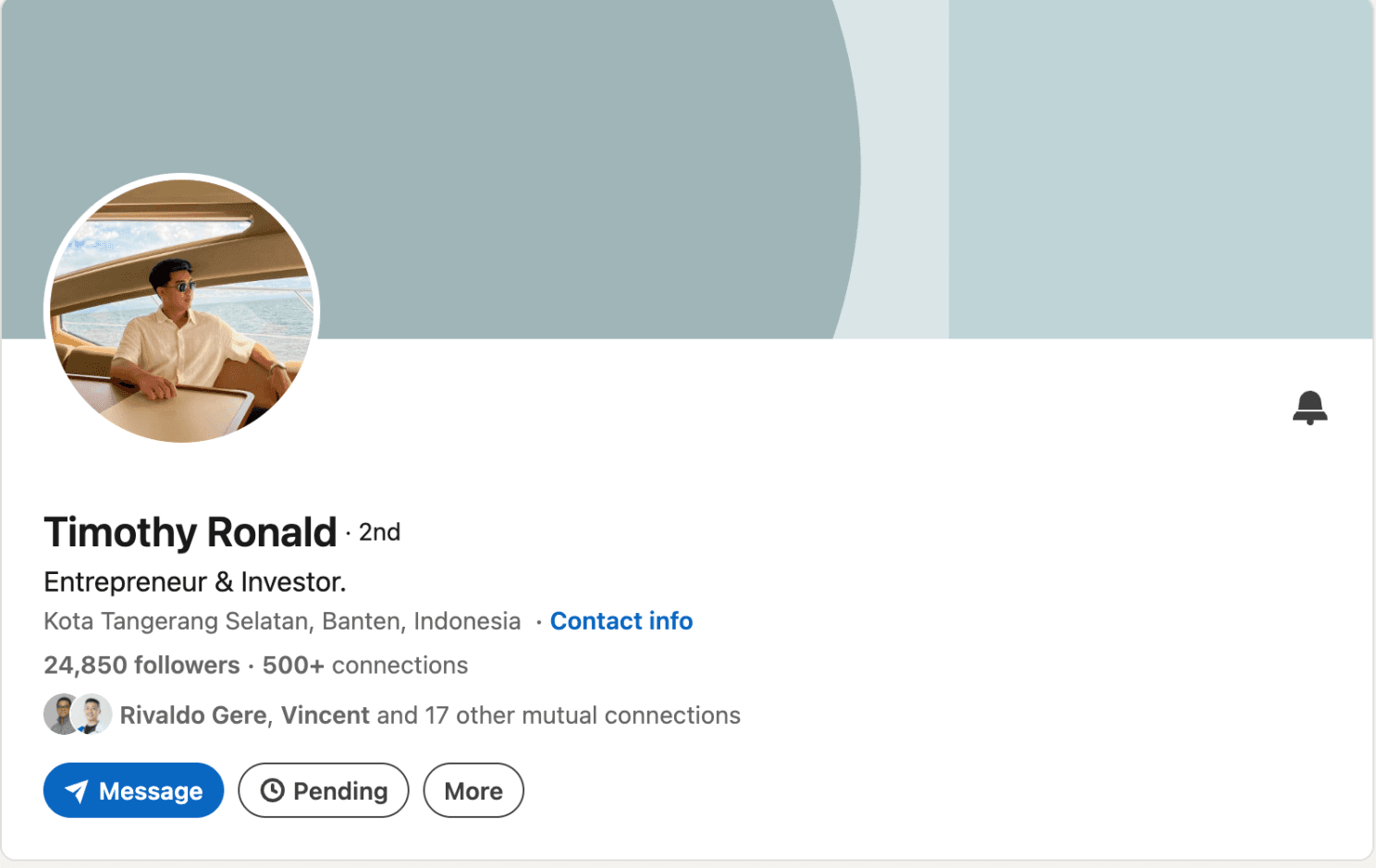 Source screenshot: Timothy Ronald profile evidence