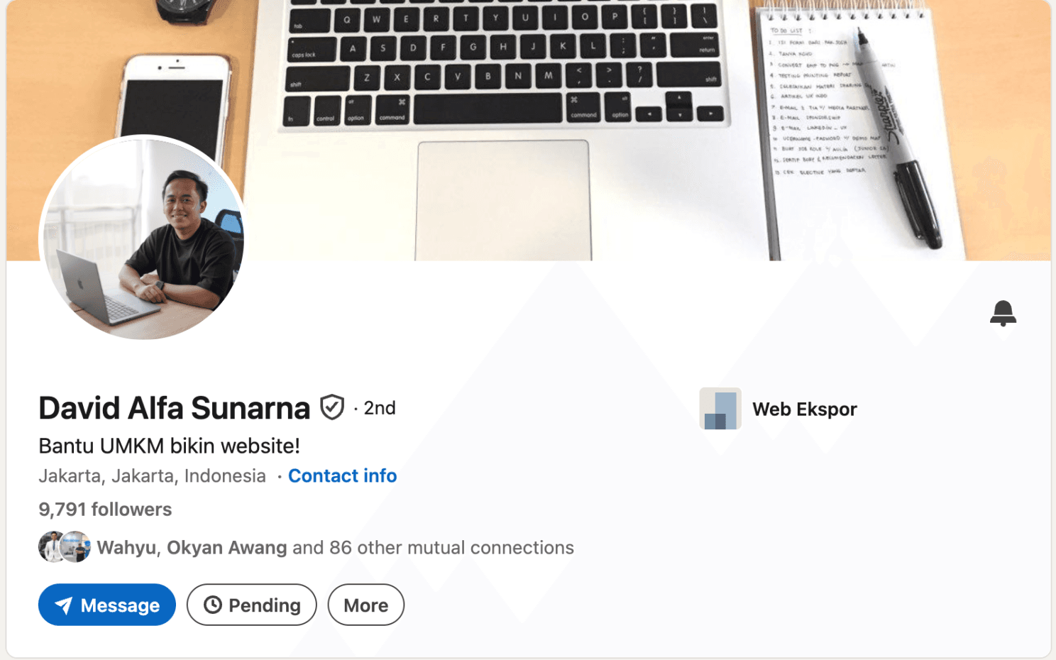 Source screenshot: David Alfa Sunarna profile evidence