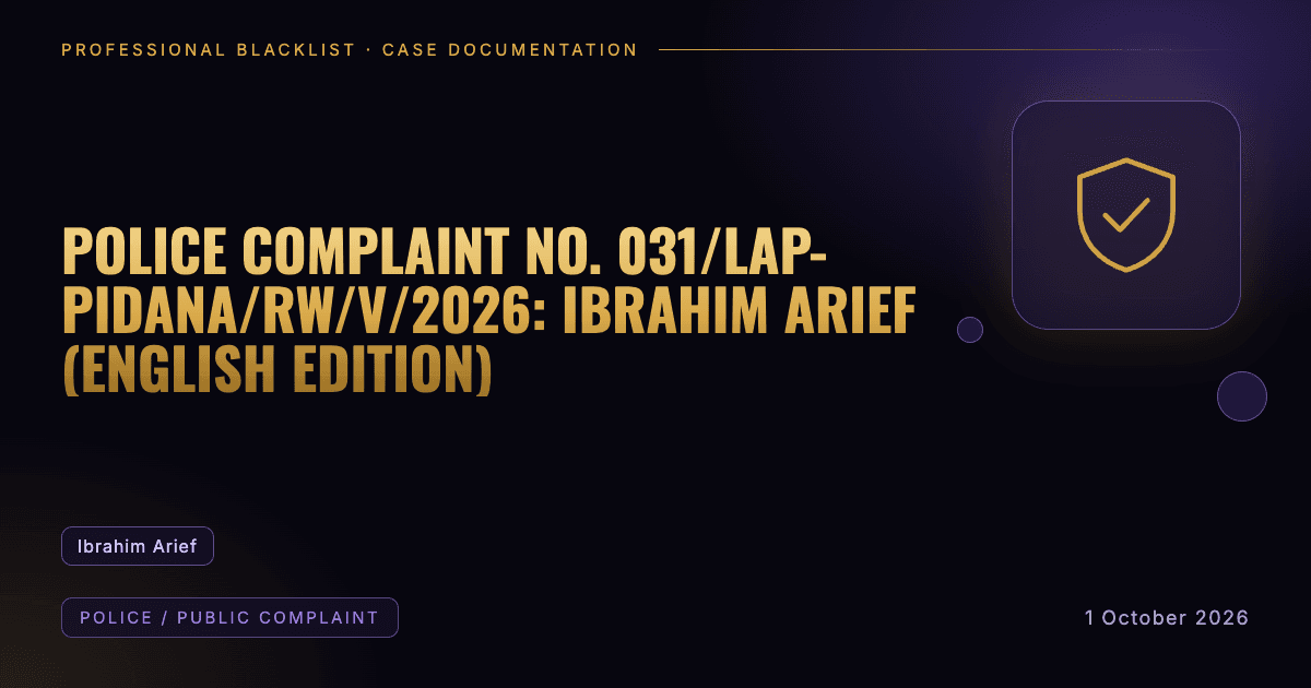 Header illustration: police / public complaint involving Ibrahim Arief