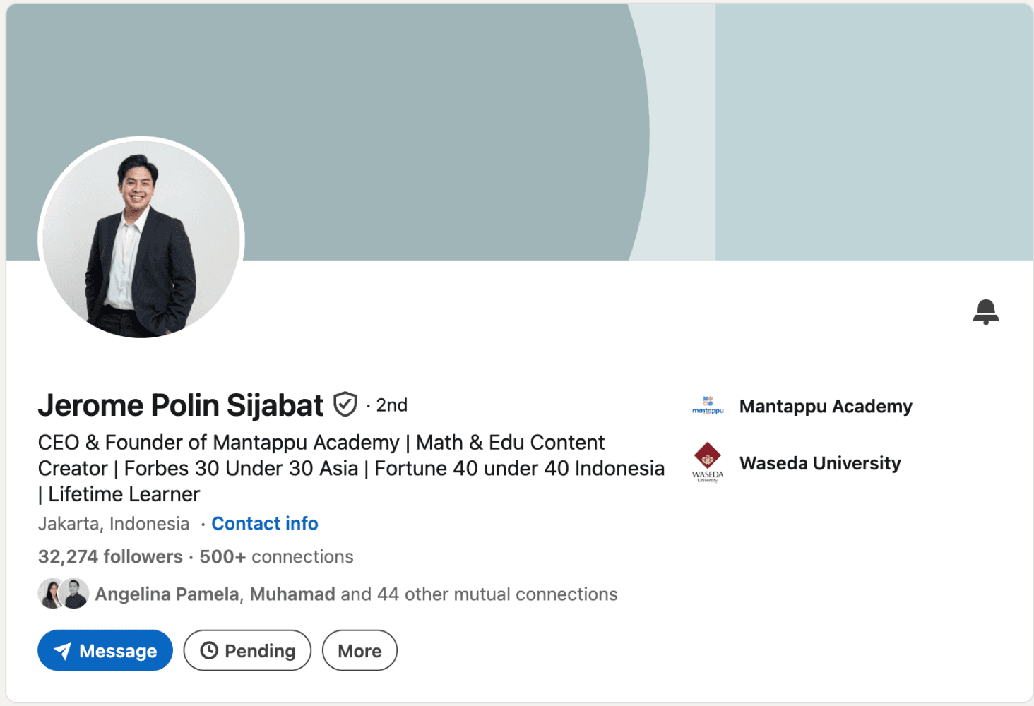 Source screenshot: Jerome Polin Sijabat profile evidence