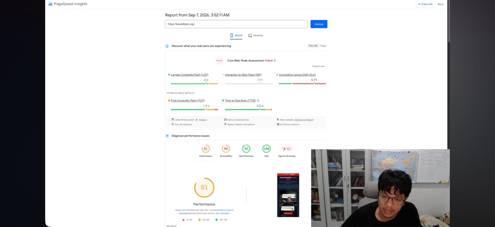 Second capture of the kawalibam.org mobile audit