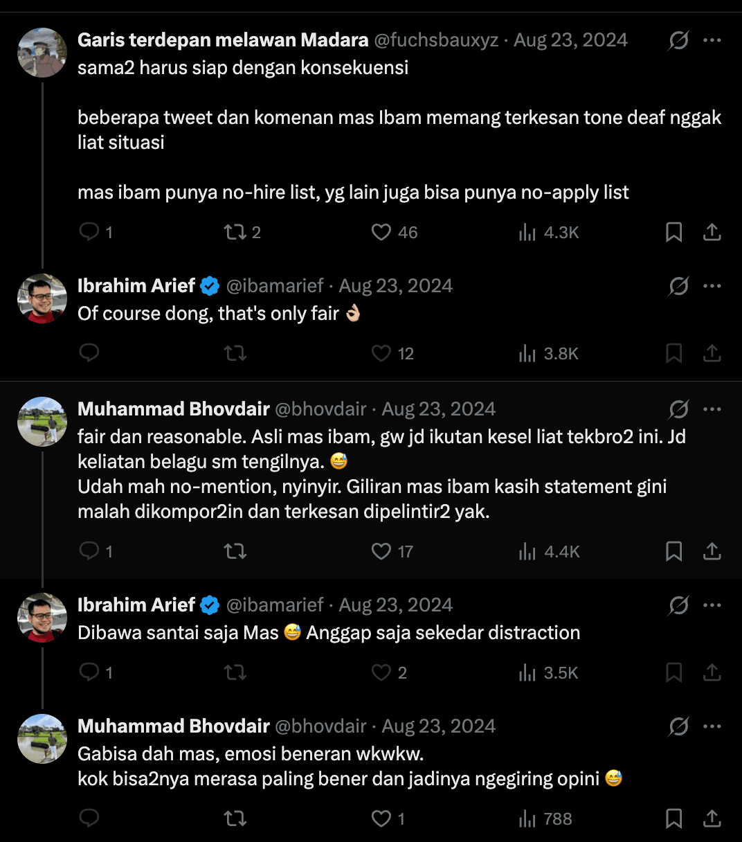 E11 screenshot: no-hire list and no-apply list