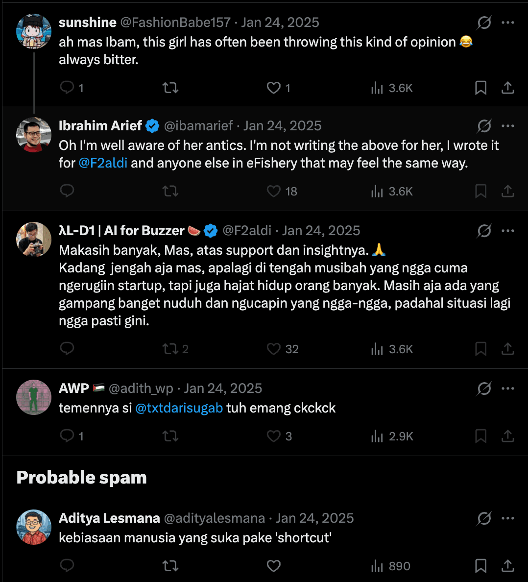 E25 screenshot: reply to a critic's comment