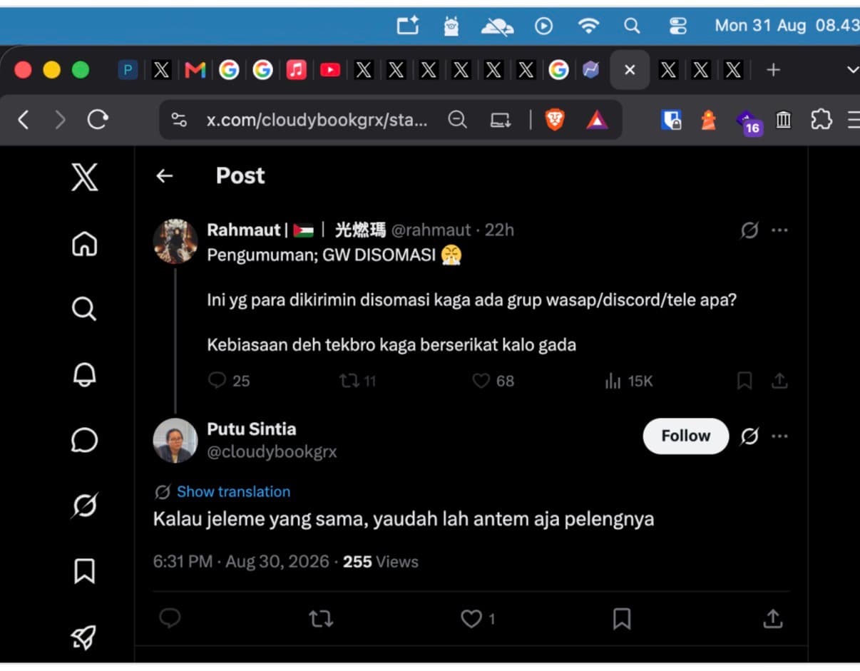 A further reply under the announcement, "Kalau jeleme yang sama, yaudah lah antem aja pelengnya"