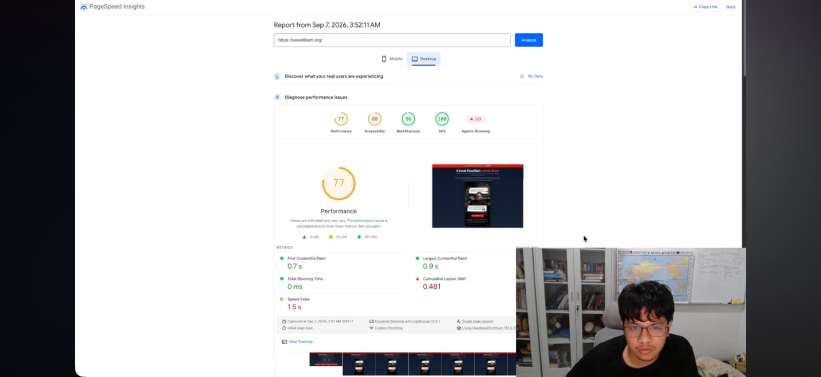 kawalibam.org desktop PageSpeed score