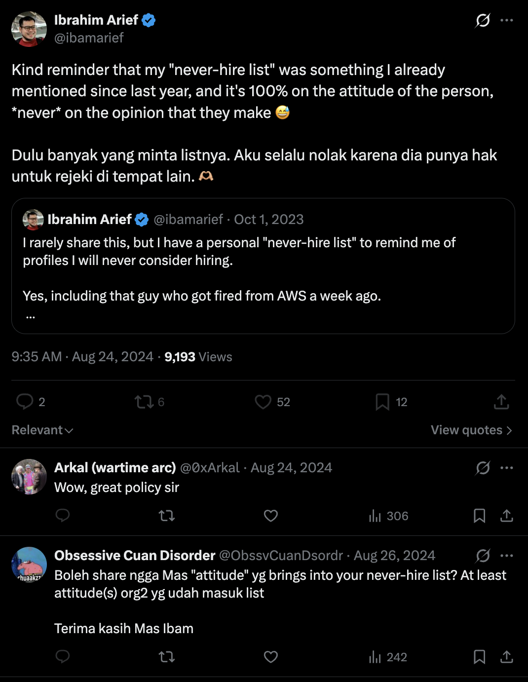 E23 screenshot: "100% on the attitude, never on the opinion"